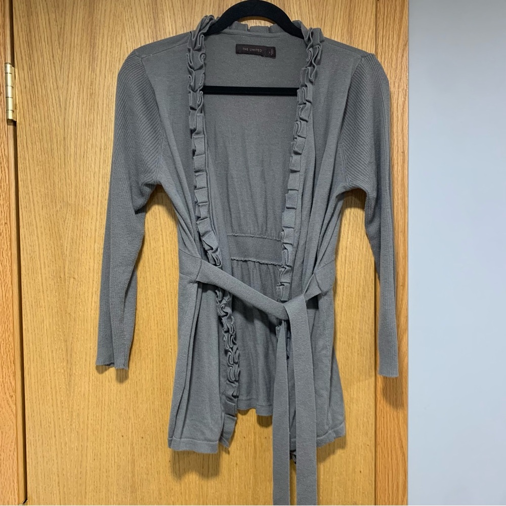 The Limited Gray Sweater Tie Cardigan - Size Large